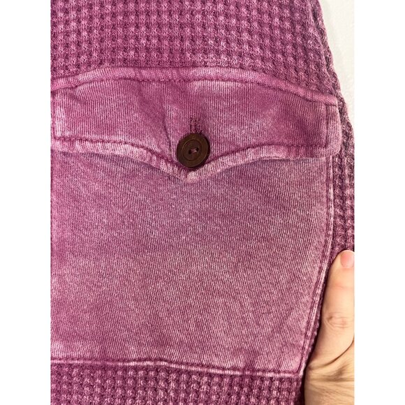 Retro Waffle Knit Shacket Pink M Oversized Neutral Preppy Boho Western Classic - Picture 5 of 9